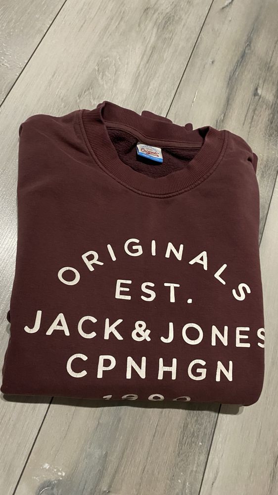 Bluza Jack&Jones L męska bordowa rozciągliwa bawełna nie ocieplana