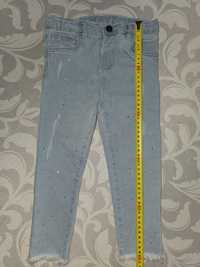 Spodnie jeansy z diamencikami cyrkonie 2-3 przetarcia regulowany pas