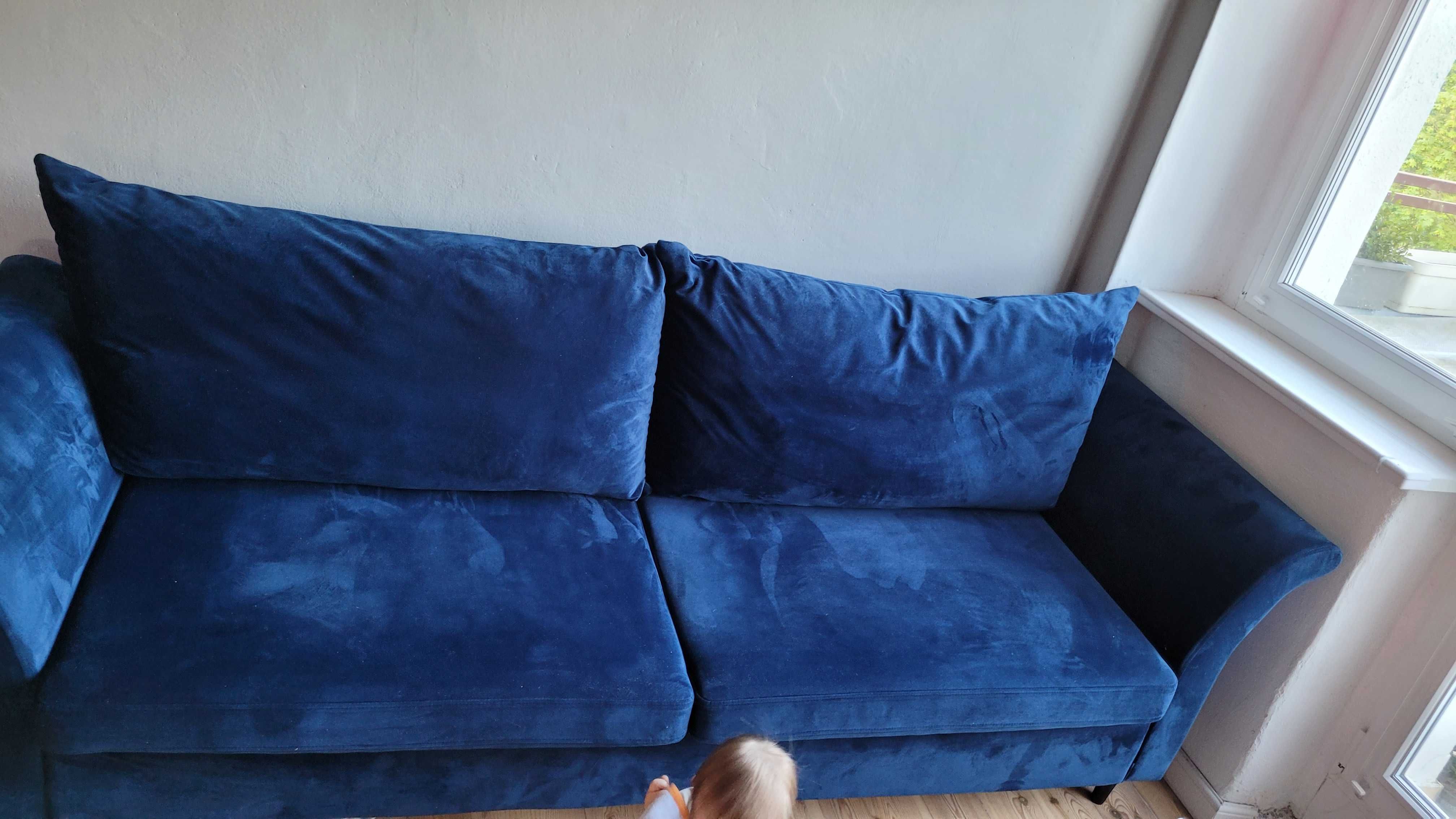 Sofa aksamitna niebieska