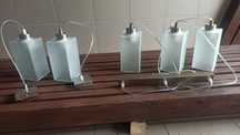 Lampa wisząca, żyrandol, zestaw 3+1+1