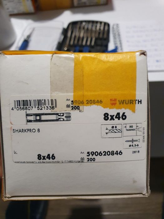 Kołki bez śrub Würth 8x46mm 200sztuk