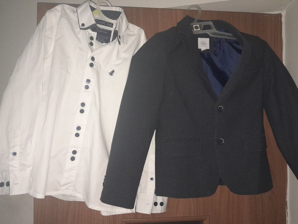 Zestaw dla eleganta do szkoły r.134- marynarka i koszula cool club