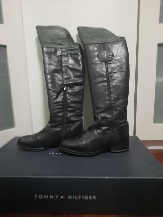 Kozaki damskie Tommy Hilfiger skóra naturalna