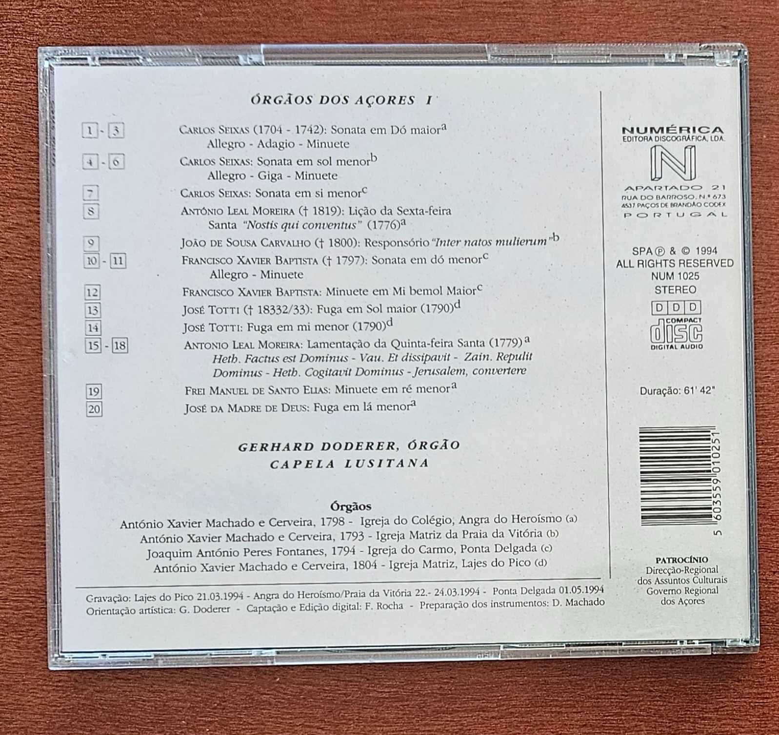 CD música clássica - Órgãos dos Açores vol I