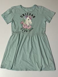 H&M letnia sukienka unicorn jednorożec kolor miętowy / turkus
