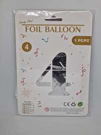 Balon foliowy Cyfra, srebrny, duży balon 4