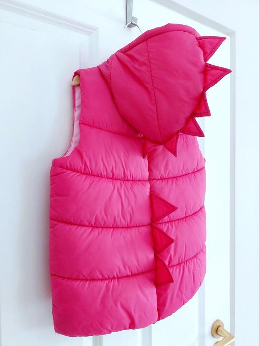 Kukukid, różowy, puchowy bezrękawnik dino, kamizelka ocieplana 116