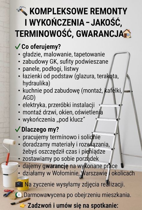 •Kompleksowe Remonty i Wykończenia - Jakość, Terminowość, Gwarancja