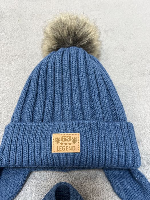 Зимова шапка на 3-4 роки для хлопчика з шарфом комплект із завʼязками