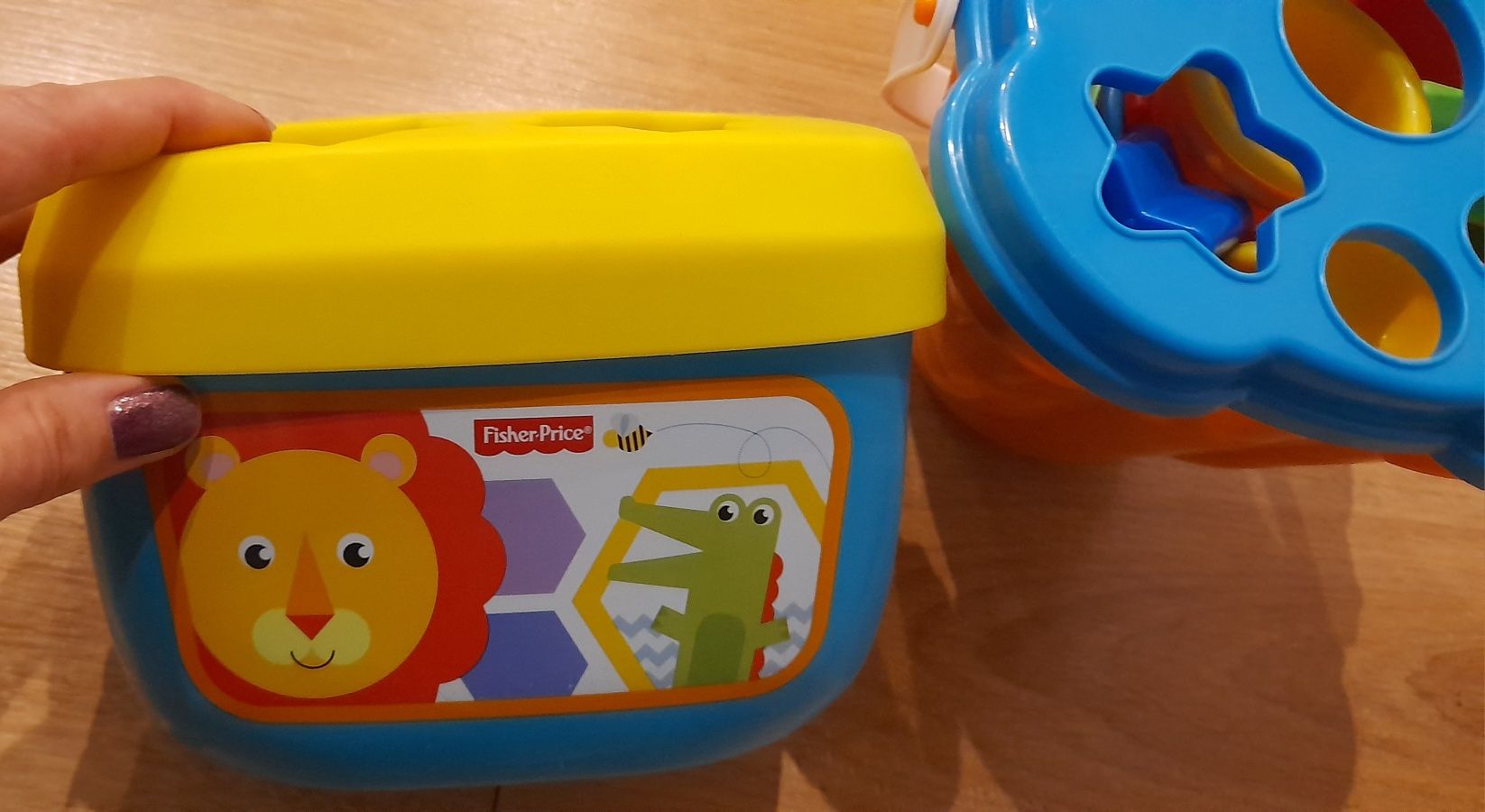 2 x klocki kubki wiaderko sorter żyrafa Fisher Price