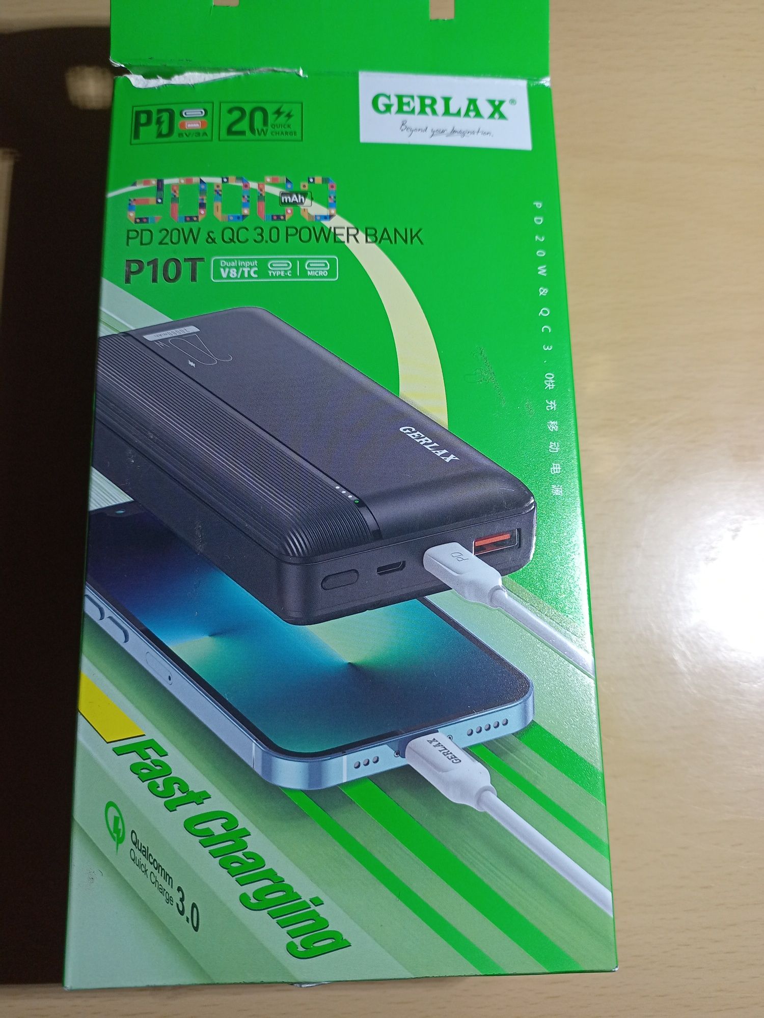 Повербанк, Power Bank P10T, 20000 мАч, 20w, чорний, матовий.