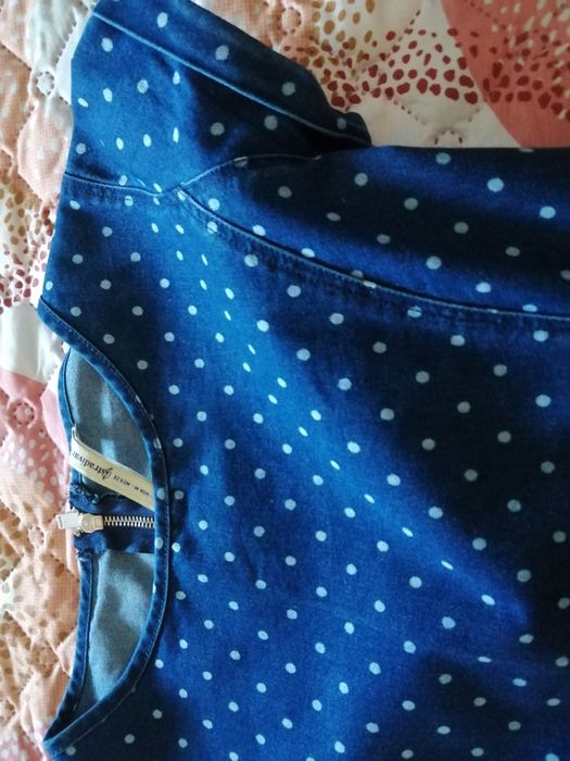 Vestido de ganga às bolinhas