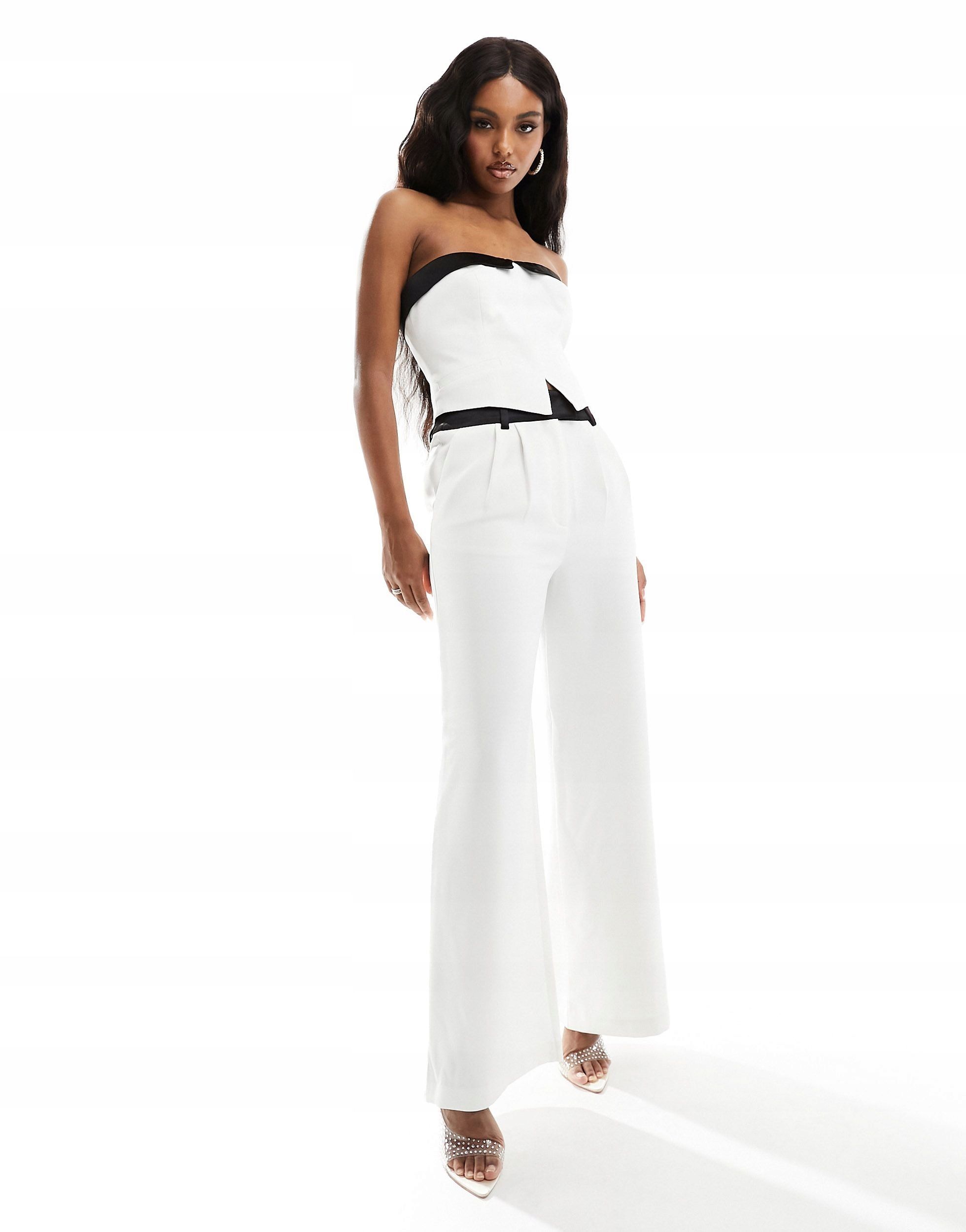 Asos Design 36 S Spodnie Stylowe Wide Leg Cream H11753