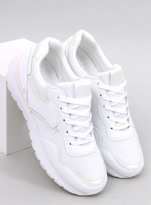 Sneakersy Damskie Opalizujące Navar White