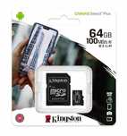 kingston karta pamięci microsd 64gb canvas select plus 100mb/s adapter