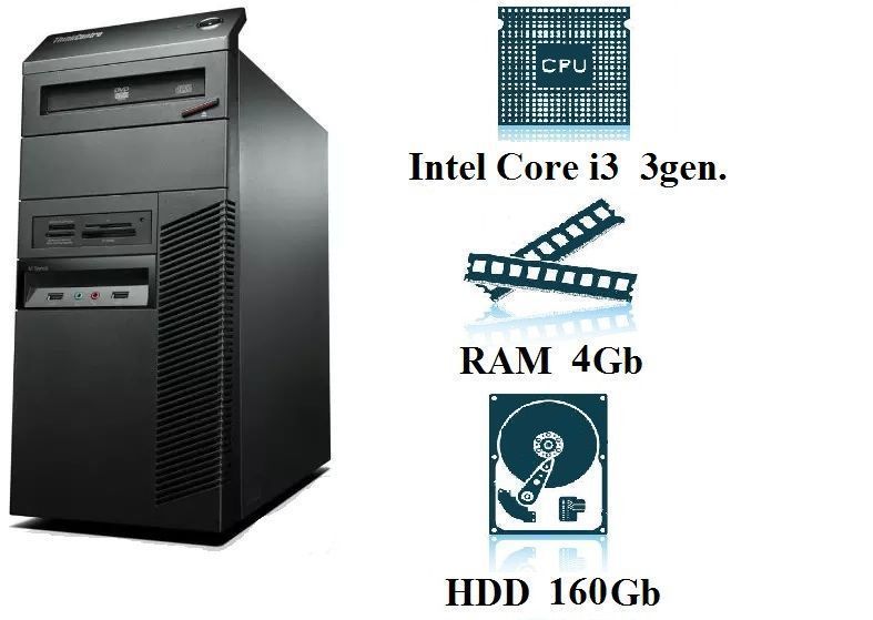 Комп'ютер, системний блок, ПК, Core I3, 3220, 4 потока, 4 ОЗП, 160 HDD