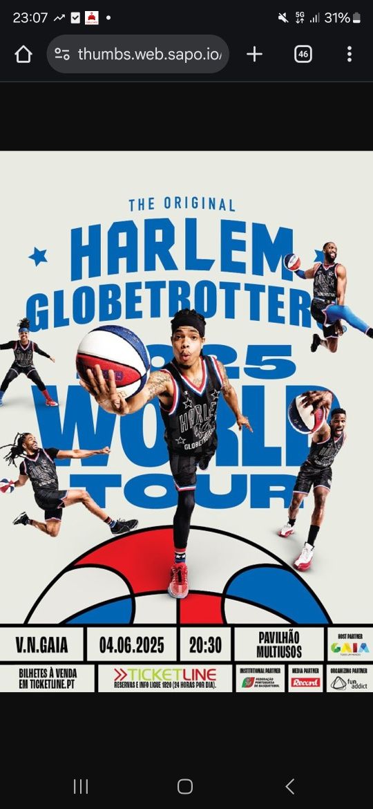 Bilhetes Globetrotters Gaia