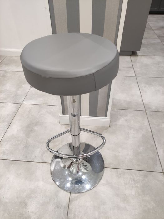 Hoker stołek srebrny szary regulowany