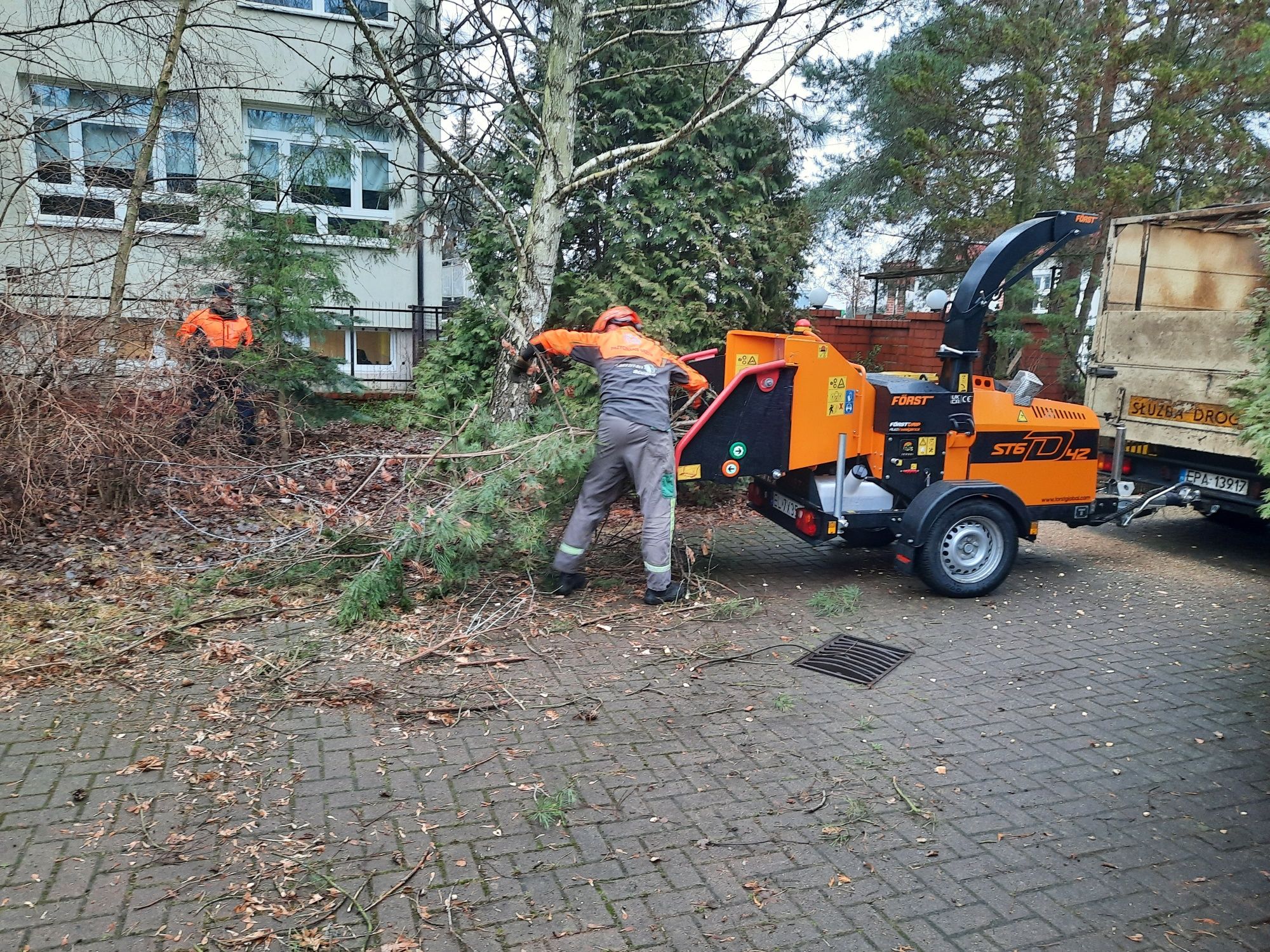 usługowe rozdrabnianie sprzątanie gałęzi po wycince drzew i krzewów