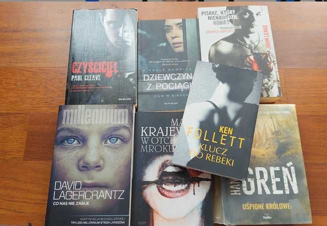 Zestaw książek kryminały Greń Hawkins Millenium i inne