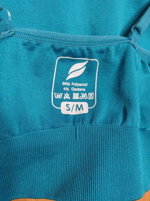 Nowy top, biustonosz sportowy bezszwowy, Oceanic-Morski, rozm. S/M.