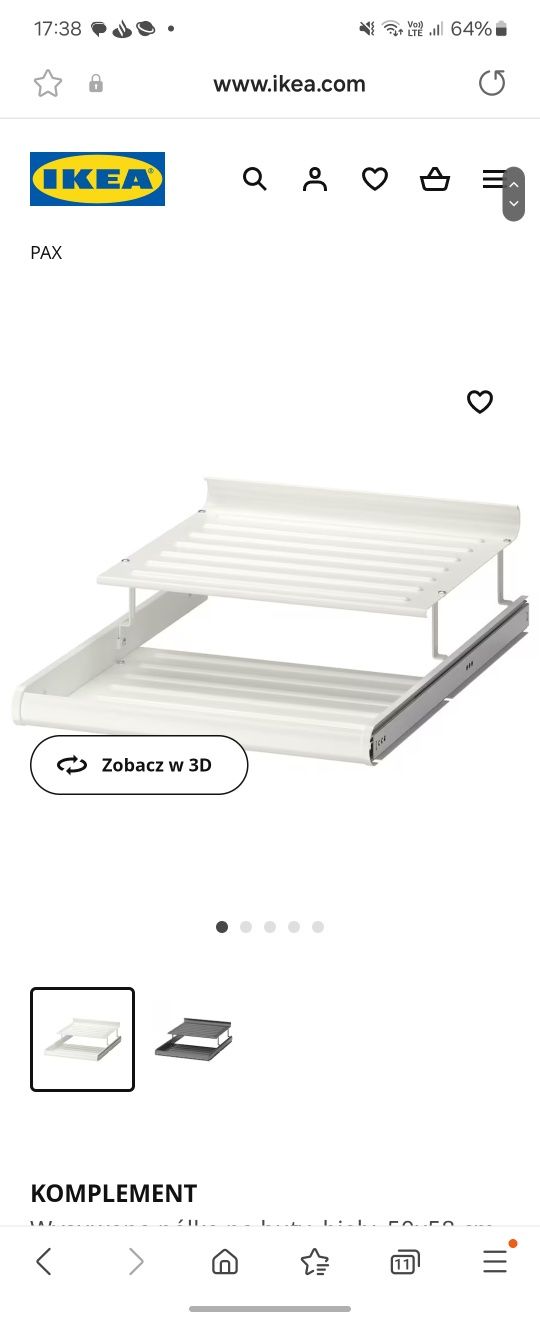IKEA Komplement, Wysuwana półka na buty, biały, 50x58 cm
KOMPLEMENT
Wy