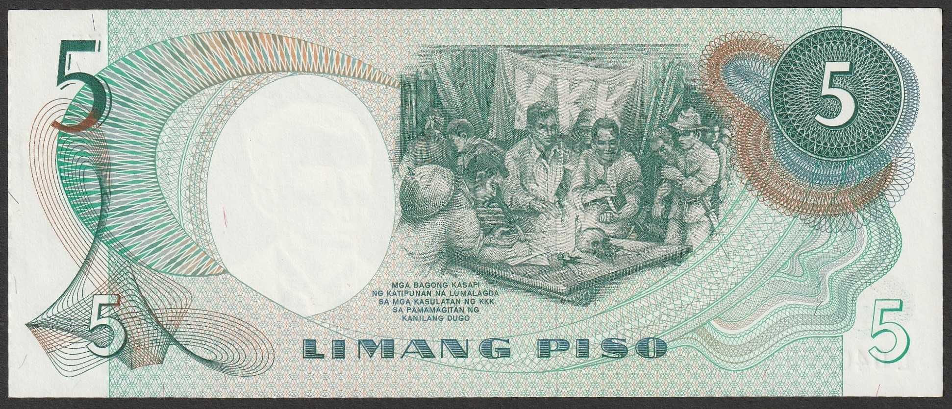 Filipiny 5 piso 1969 - Andres Bonifacio - stan bankowy UNC