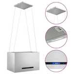 Wiszący okap nad wyspę, dotykowy LCD 55 cm stal nierdzewna #WGNIECENIE
