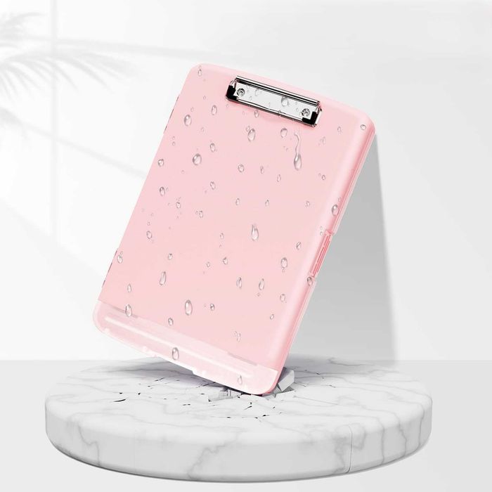 Piasoenc Clipboard A4 z organizerem i klipem bocznym, różowy