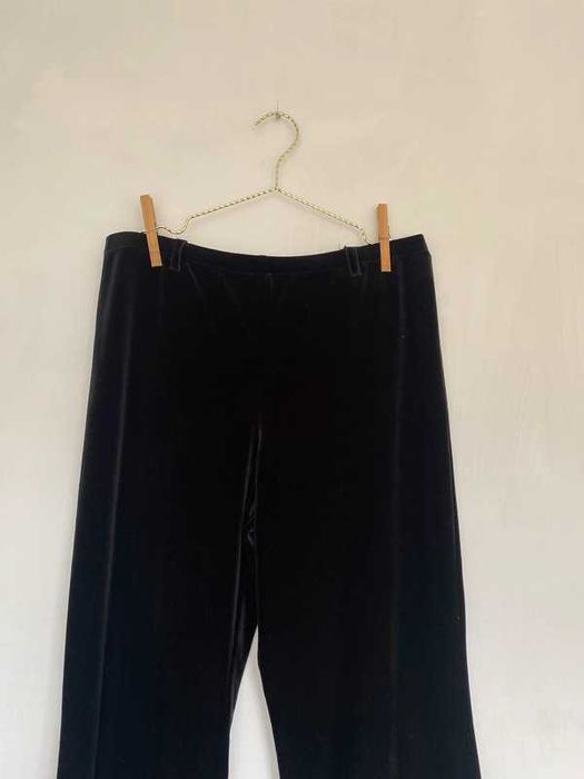 Czarne welurowe szerokie spodnie Marks & Spencer 44 luźne plus size
