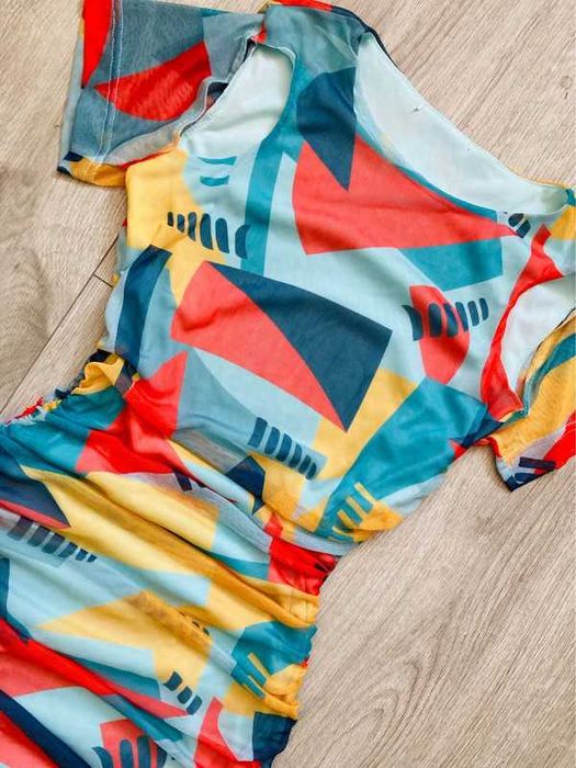 Ei8th Hour 36 38 sukienka marszczona tiulowa mini cudo wzory S M