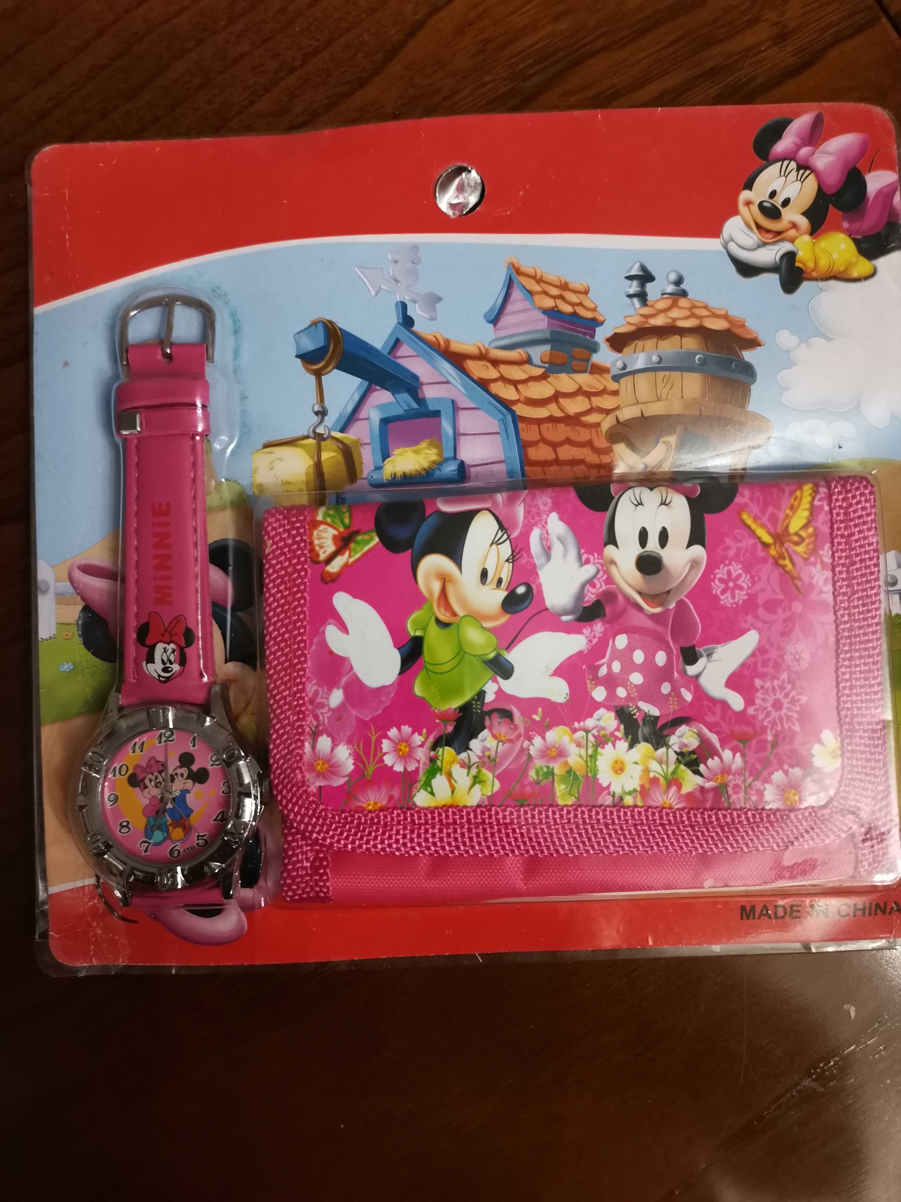 Conjunto Minnie relógio e carteira