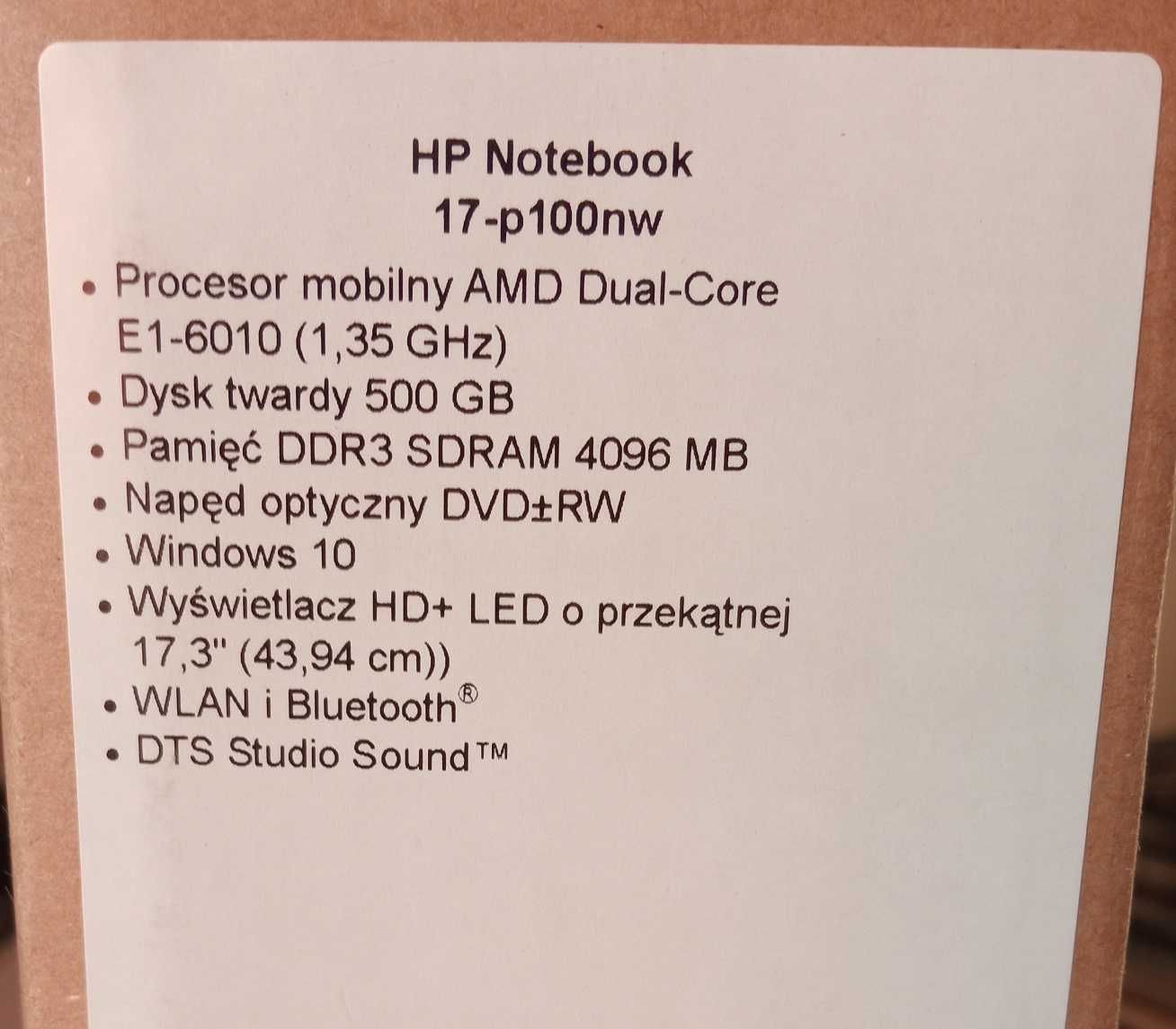 HP Notebook 17-p 100nw 17" stan BDB +SSD 128
