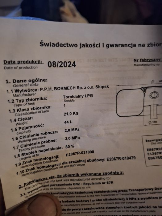 Butla zbiornik gazowy lpg 2034