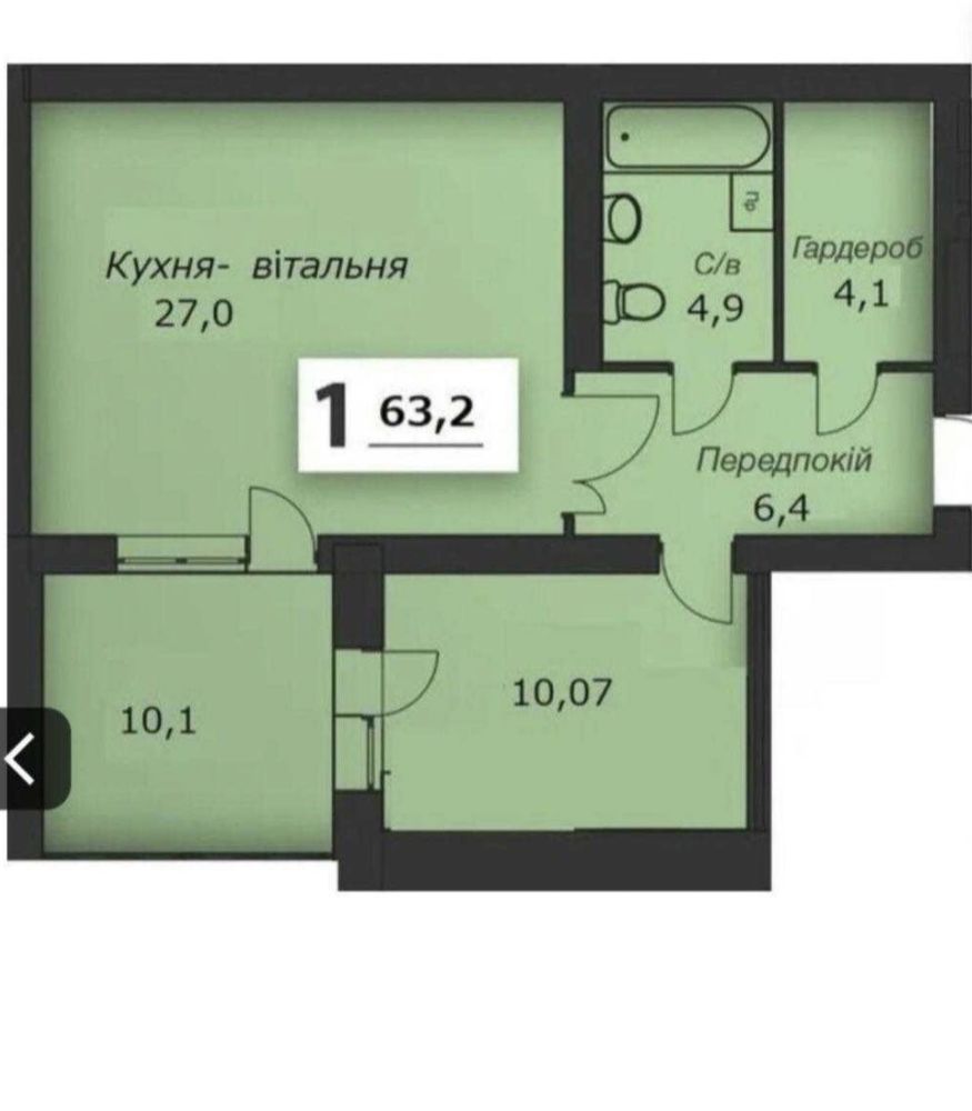 Єоселя Продаж 2-кім квартири 64 м2! «ЖК М‘ята Авеню», вул. Лисика