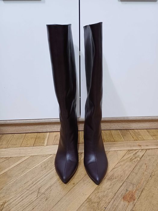 Осінньо-зимові жіночі високі широкі чоботи (сапоги)