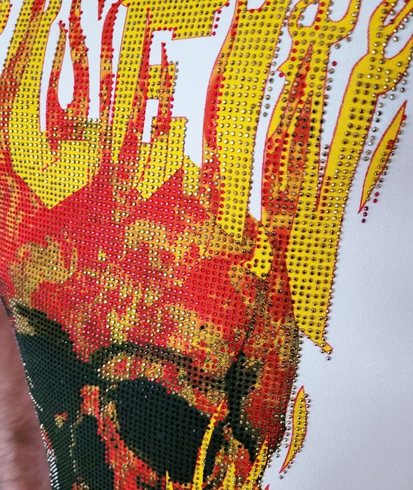 Philipp Plein Koszulka T-Shirt męski Skull  płonąca Wyprzedaż