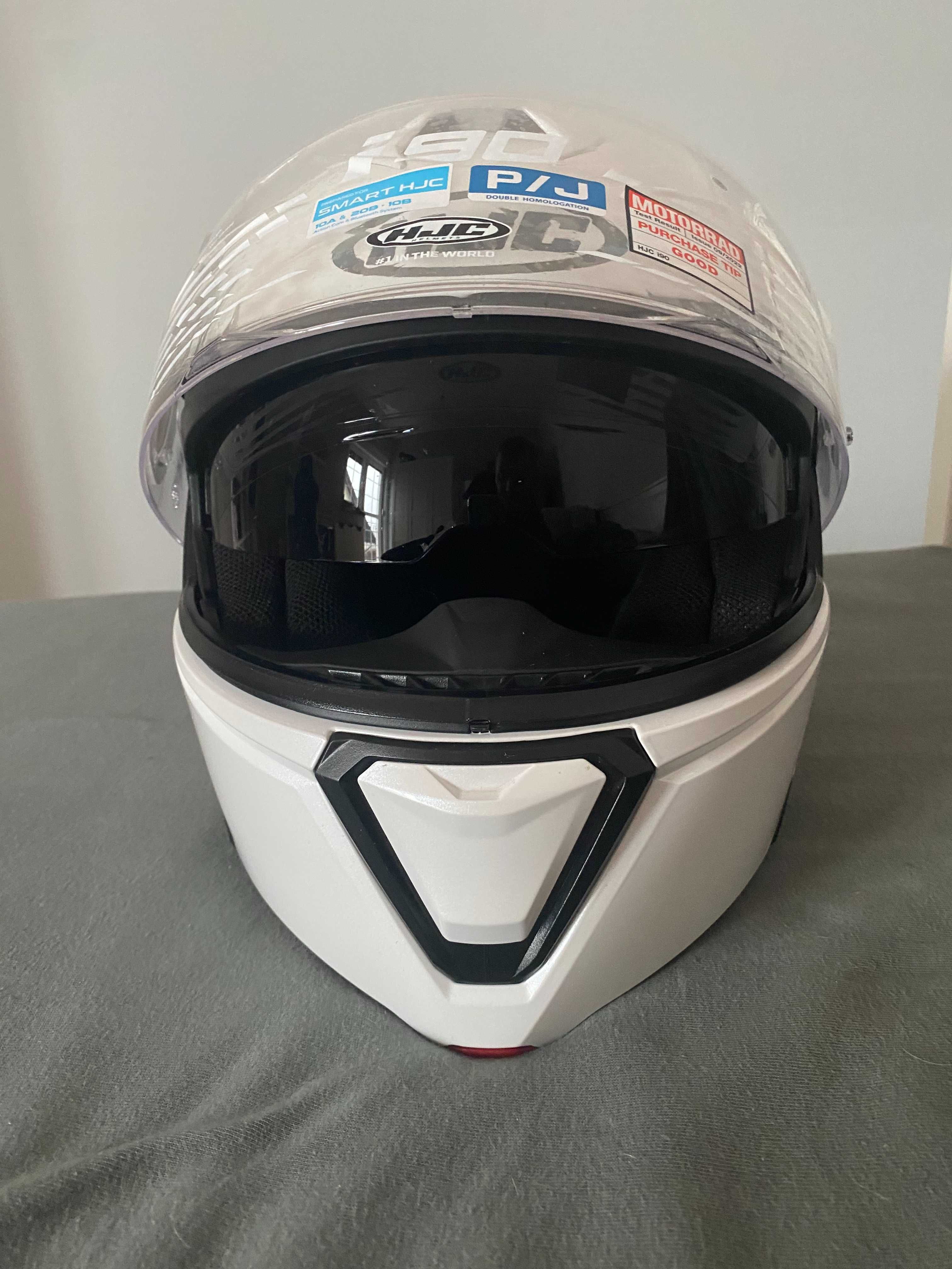 Kask motocyklowy HJC i90 Szczękowy ,biały, rozmiar M + Interkom