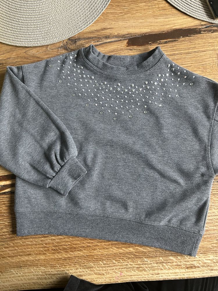 Szara bluza Zara napy cekiny oversize