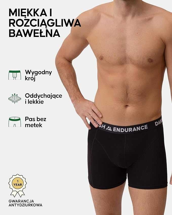 DANISH ENDURANCE 6-PACK Bokserki Męskie Bawełniane 95%, rozm. L