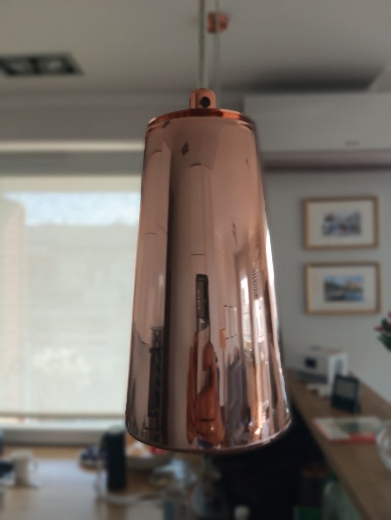 Lampy wiszace, szkło, kolor złoty - różowy - 3szt.