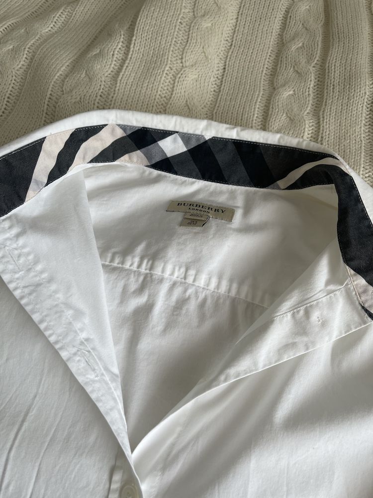 Koszula biała bawełniana burberry XS S