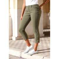 bonprix khaki jeansowe spodnie rybaczki cygaretki  zamki zip  36