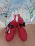 Czerwone, nowe kalosze damskie