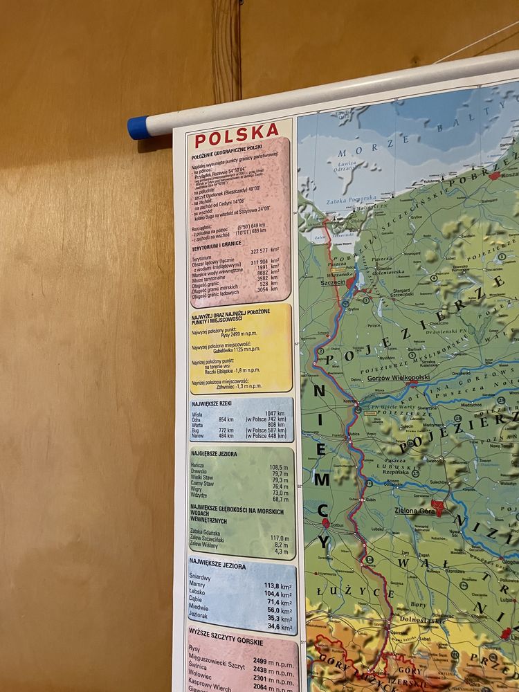 Mapa Polski, fizyczna, profesjonalna.