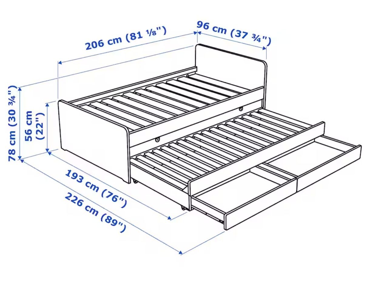 Cama com gavetão + arrumação, branca