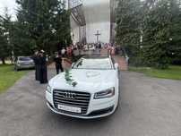 Auto na ślub. AUDI A8 Long 333KM. Przedłużona limuzyna. Rakszawa.