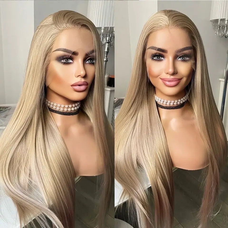 Włosy blond bardzo jasny siatka lace front  jak naturalne mieszane