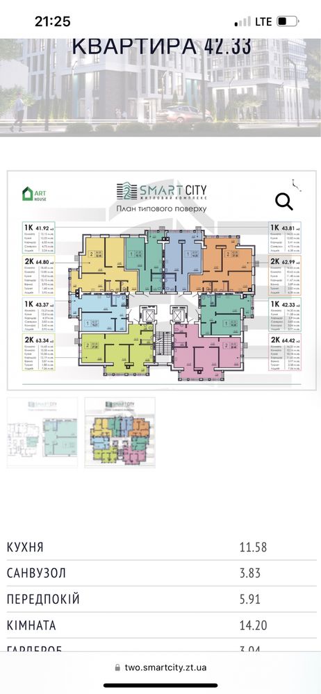 Продам квартиру в новобудові ЖК Smart City 2 45кв м від власника