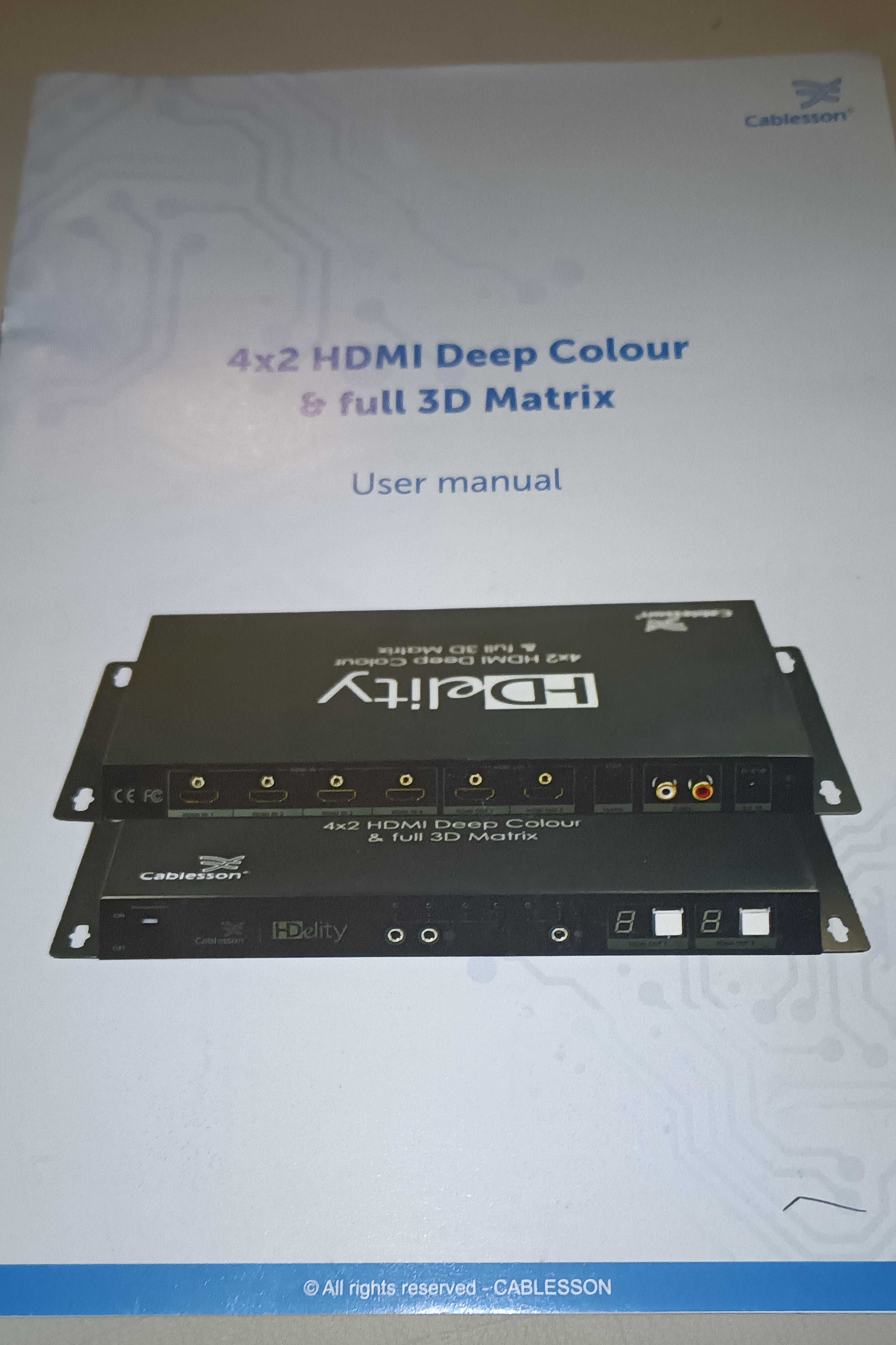 HDMI 4x2 matrix comutação, com extrator audio digital
